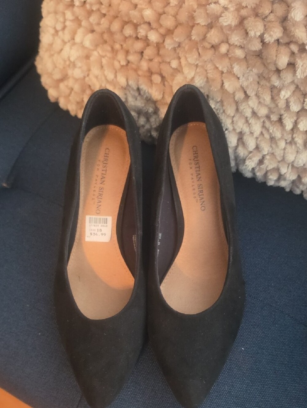 Christian Siriano Black Pointed-Toe Suede Flats